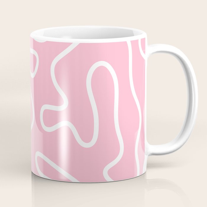 Squiggle Maze Minimalist Abstract Pattern in Bubblegum Pink Coffee Mug Gallery Image 1