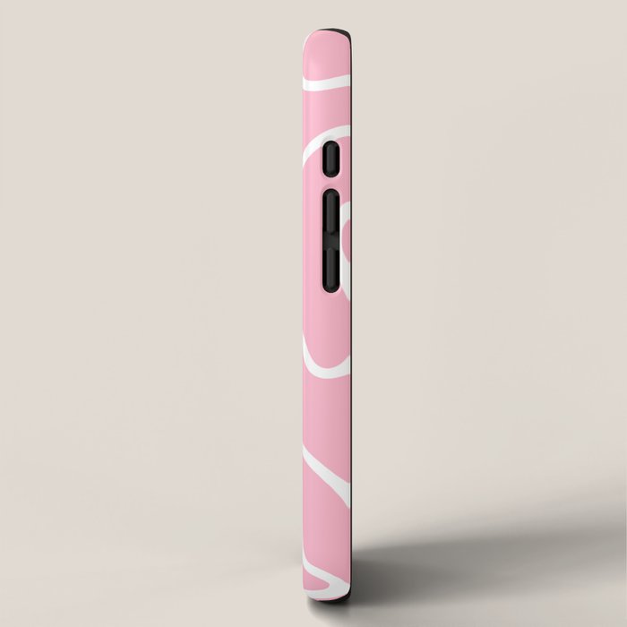 Squiggle Maze Minimalist Abstract Pattern in Bubblegum Pink iPhone Case Gallery Image 2