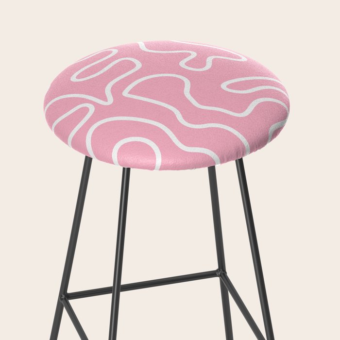 Squiggle Maze Minimalist Abstract Pattern in Bubblegum Pink Stool Gallery Image 2