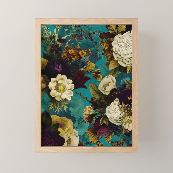 Before Midnight Blue Hour Vintage Fall Flowers Garden Mini Art Print Gallery Image 1