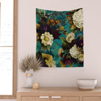 Before Midnight Blue Hour Vintage Fall Flowers Garden Wall Tapestry Gallery Image 2