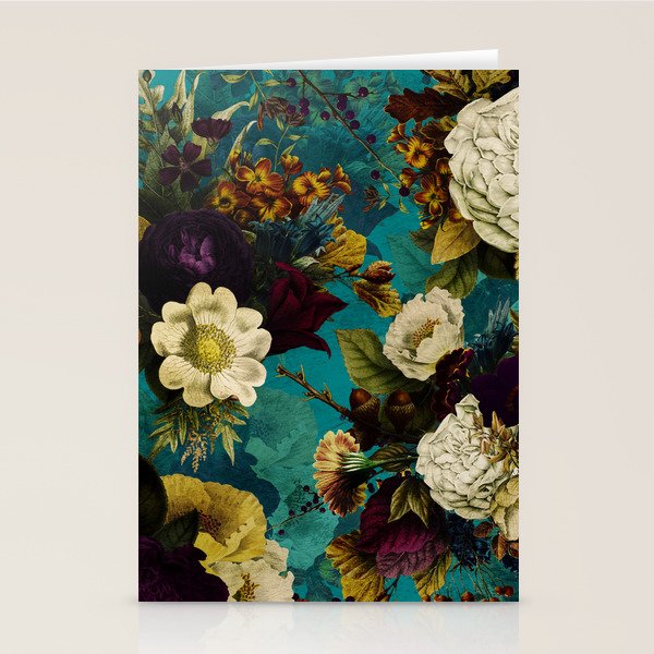 Before Midnight Blue Hour Vintage Fall Flowers Garden Stationery Card Gallery Image 2