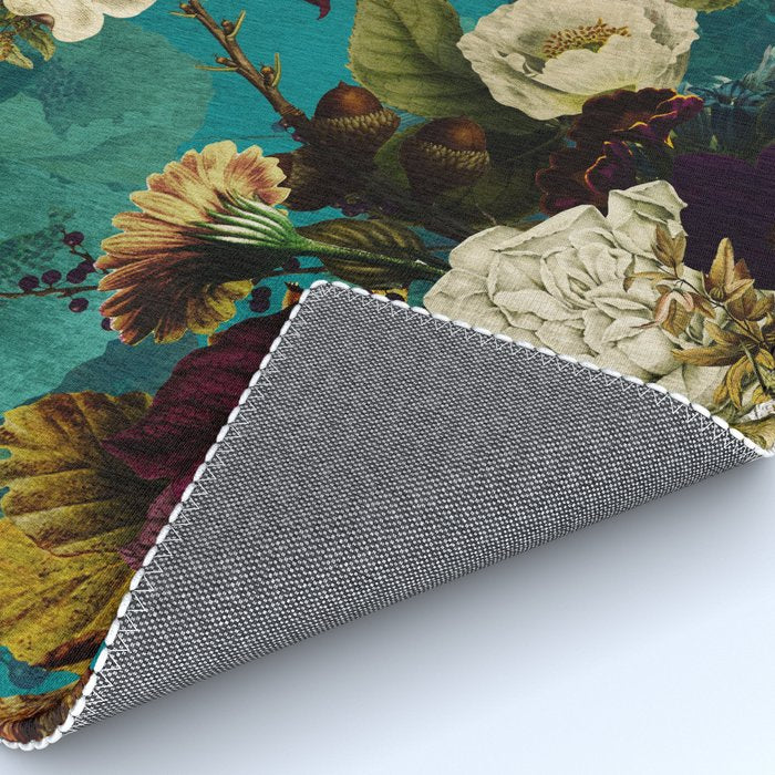 Before Midnight Blue Hour Vintage Fall Flowers Garden Rug Gallery Image 4