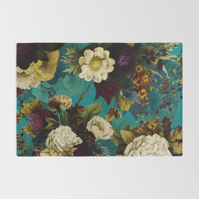 Before Midnight Blue Hour Vintage Fall Flowers Garden Rug Gallery Image 2