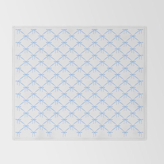 Bows & Ribbons Pattern VII Baby Blue Throw Blanket Gallery Image 2