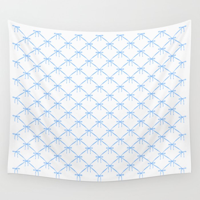 Bows & Ribbons Pattern VII Baby Blue Wall Tapestry Gallery Image 1
