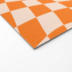 Orange checkered warped pattern, retro 80s groovy Welcome Mat Gallery Image 2