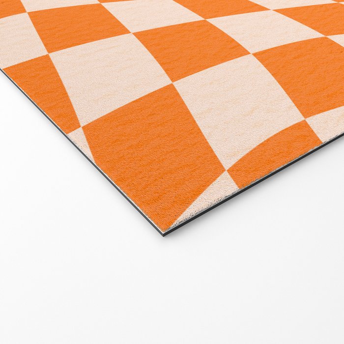 Orange checkered warped pattern, retro 80s groovy Welcome Mat Gallery Image 2