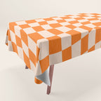 Orange checkered warped pattern, retro 80s groovy Tablecloth Gallery Image 1