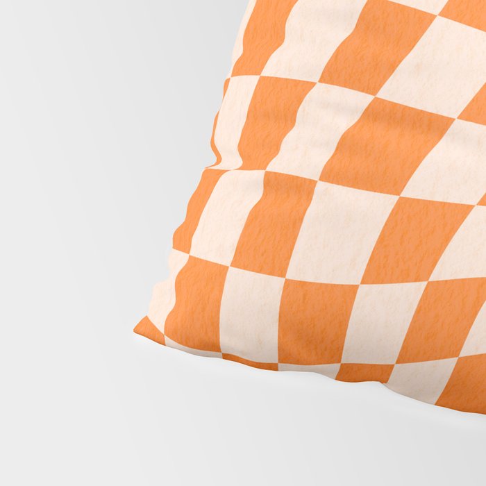 Orange checkered warped pattern, retro 80s groovy Pillow Sham Gallery Image 4
