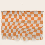 Orange checkered warped pattern, retro 80s groovy Wall Hanging Gallery Image 1
