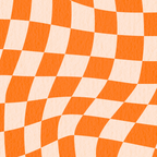 Orange checkered warped pattern, retro 80s groovy Coffee Mug Gallery Image 2