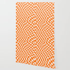 Orange checkered warped pattern, retro 80s groovy Wallpaper Gallery Image 2