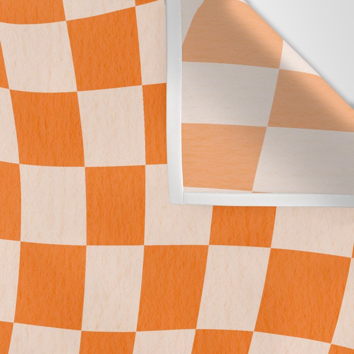 Orange checkered warped pattern, retro 80s groovy Wall Tapestry Gallery Image 3