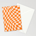 Orange checkered warped pattern, retro 80s groovy Stationery Card Gallery Image 2
