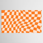 Orange checkered warped pattern, retro 80s groovy Tablecloth Gallery Image 2