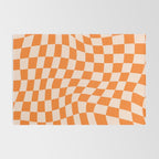 Orange checkered warped pattern, retro 80s groovy Rug Gallery Image 2