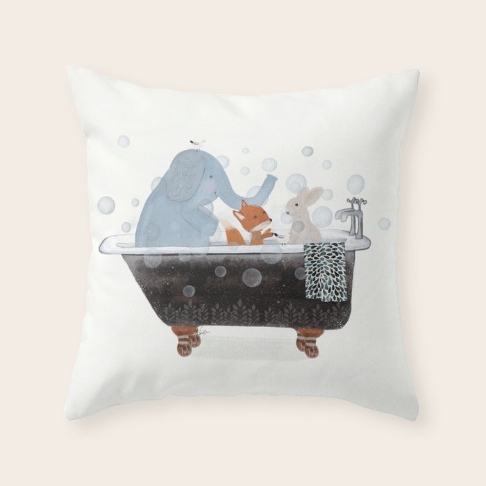 little bath time Throw Pillow Gallery Image 6