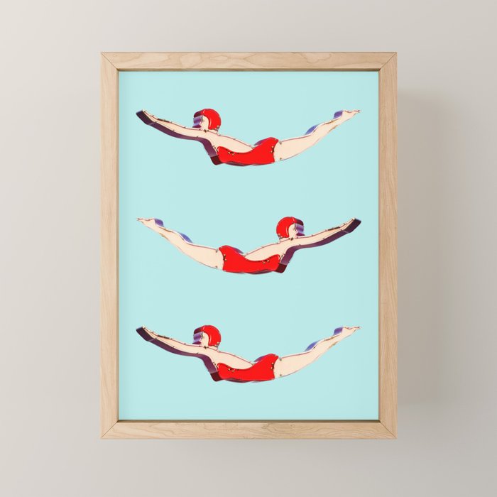 Swimmer Girls Mini Art Print Gallery Image 1