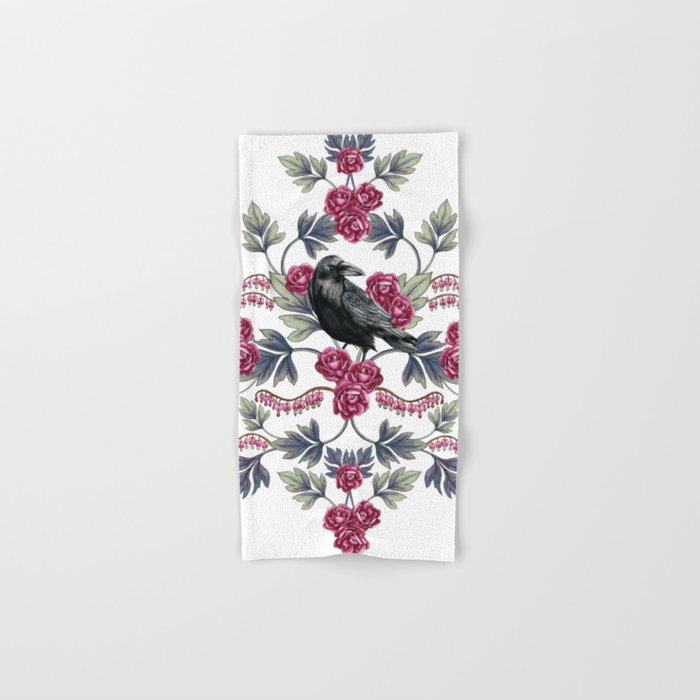 Crows, Bleeding Hearts & Roses Floral/Botanical Pattern Bath Towel Gallery Image 1