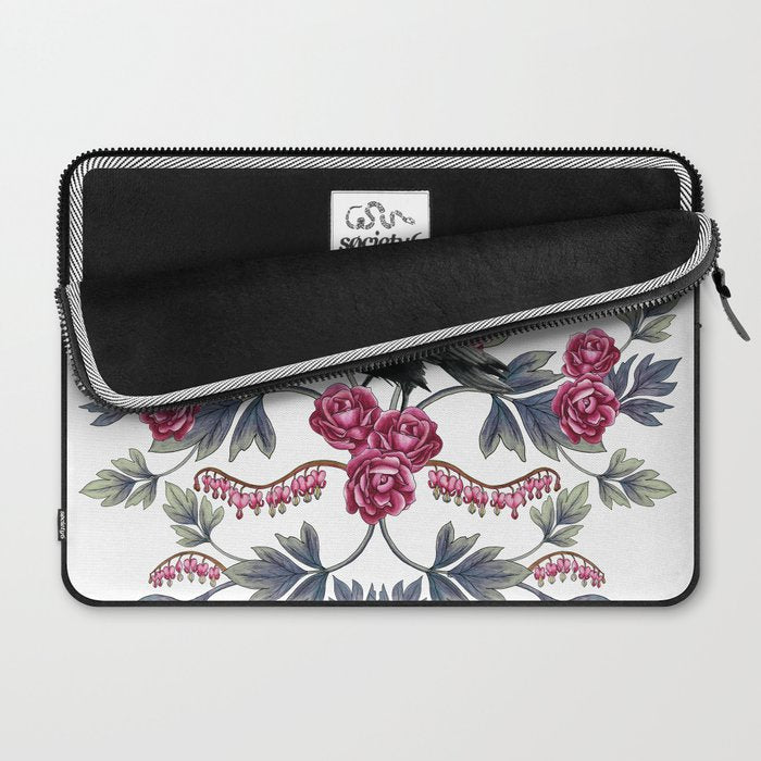 Crows, Bleeding Hearts & Roses Floral/Botanical Pattern Laptop Sleeve Gallery Image 2