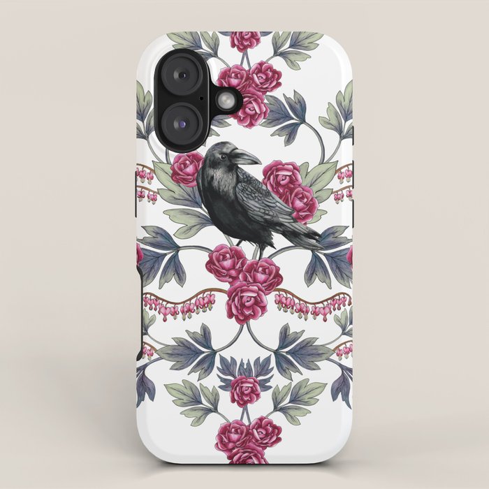 Crows, Bleeding Hearts & Roses Floral/Botanical Pattern iPhone Case Gallery Image 1