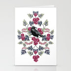 Crows, Bleeding Hearts & Roses Floral/Botanical Pattern Stationery Card Gallery Image 2