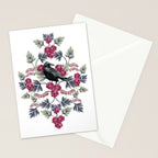 Crows, Bleeding Hearts & Roses Floral/Botanical Pattern Stationery Card Gallery Image 2