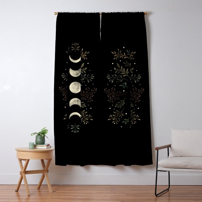 Moonlight Garden - Olive Green Window Curtain Gallery Image 5