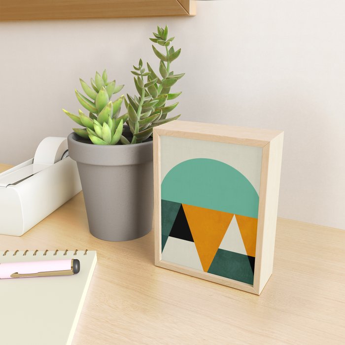 mid mod geometry green teal nature 3 Mini Art Print Gallery Image 2