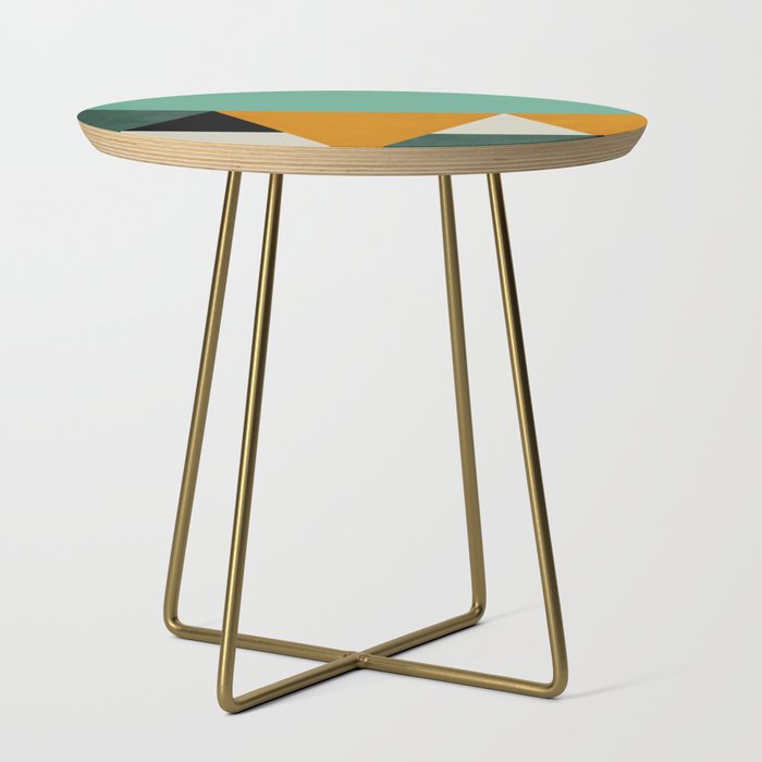 mid mod geometry green teal nature 3 Side Table Gallery Image 1