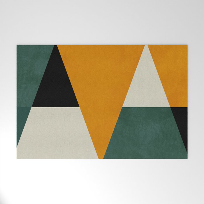 mid mod geometry green teal nature 3 Welcome Mat Gallery Image 1