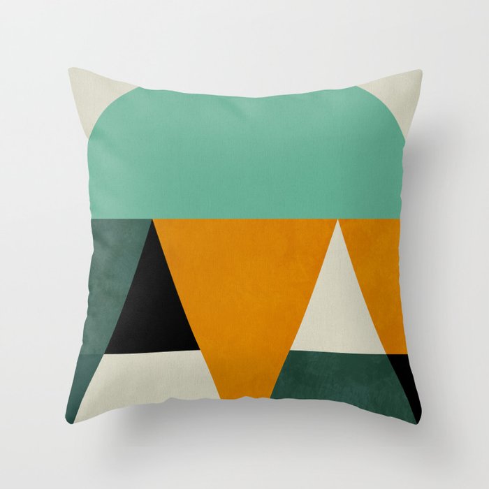 mid mod geometry green teal nature 3 Throw Pillow Gallery Image 6
