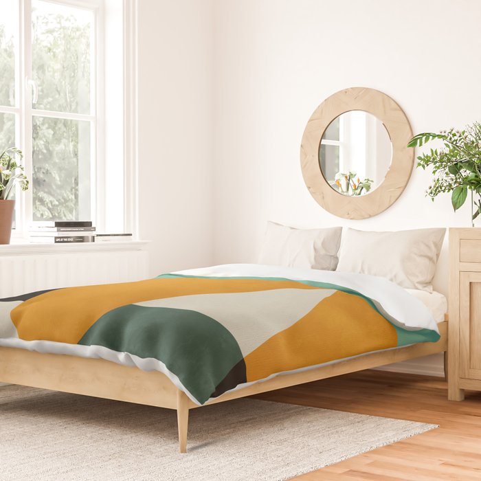 mid mod geometry green teal nature 3 Duvet Cover Gallery Image 2