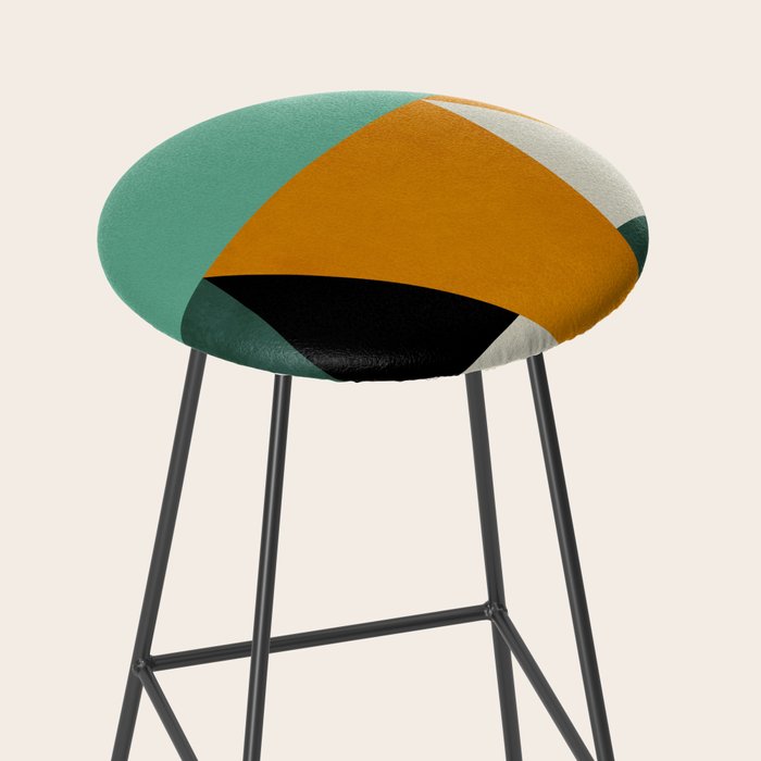 mid mod geometry green teal nature 3 Stool Gallery Image 2