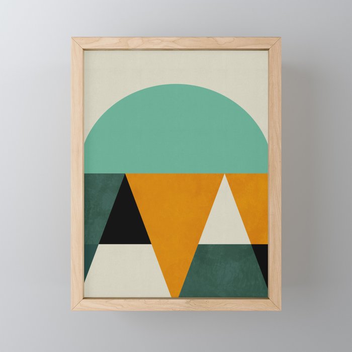 mid mod geometry green teal nature 3 Mini Art Print Gallery Image 1