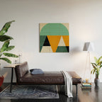 mid mod geometry green teal nature 3 Wood Wall Art Gallery Image 2