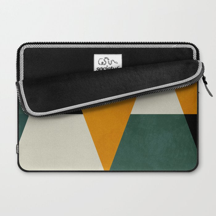 mid mod geometry green teal nature 3 Laptop Sleeve Gallery Image 2