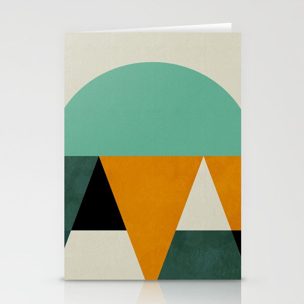 mid mod geometry green teal nature 3 Stationery Card Gallery Image 1