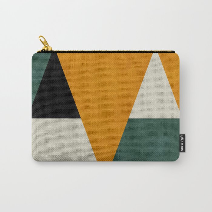 mid mod geometry green teal nature 3 Carry All Pouch Gallery Image 1