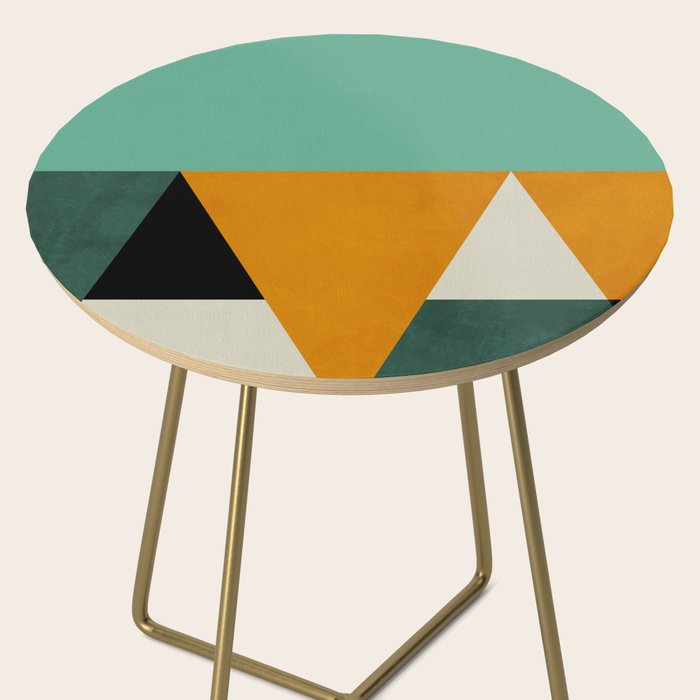 mid mod geometry green teal nature 3 Side Table Gallery Image 2