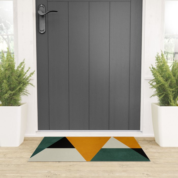 mid mod geometry green teal nature 3 Welcome Mat Gallery Image 3