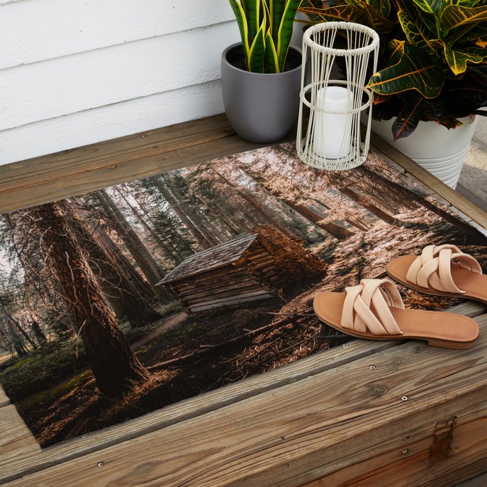 Log Cabin in the Forest Outdoor Rug Gallery Image 2