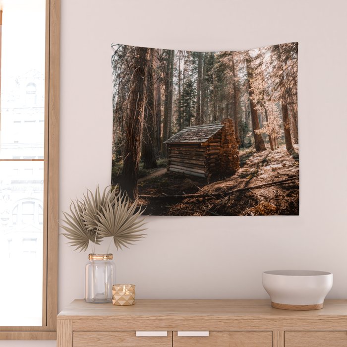 Log Cabin in the Forest Wall Tapestry Gallery Image 2