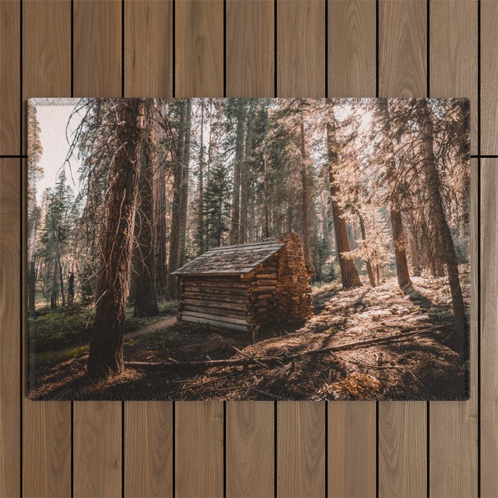 Log Cabin in the Forest Outdoor Rug Gallery Image 1