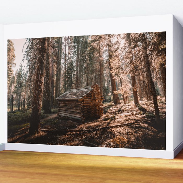 Log Cabin in the Forest Wall Mural Gallery Image 2