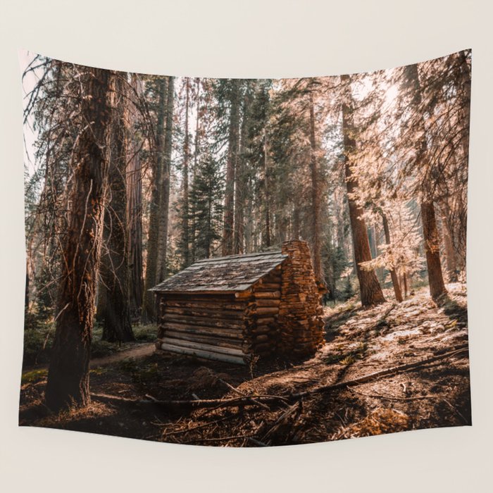 Log Cabin in the Forest Wall Tapestry Gallery Image 1