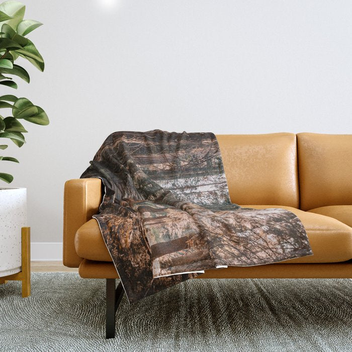 Log Cabin in the Forest Throw Blanket Gallery Image 1