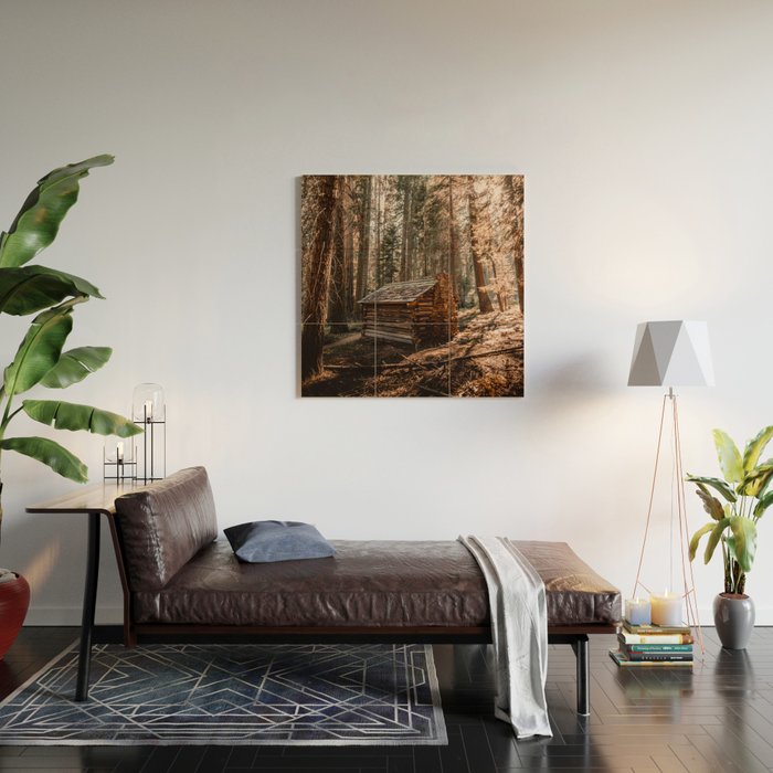 Log Cabin in the Forest Wood Wall Art Gallery Image 2