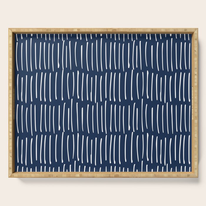 Boho Wall Art, Colour Prints, Navy Blue, Line Art Serving Tray Gallery Image 1